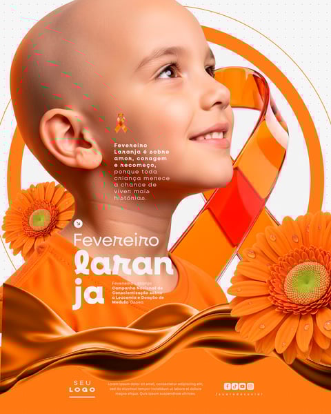 FEVEREIRO LARANJA CAMPANHA NACIONAL DE CONSCIENTIZAÇÃO SOBRE A LEUCEMIA E DOAÇÃO DE MEDULA ÓSSEA SOCIAL MEDIA PSD EDITÁVEL 6