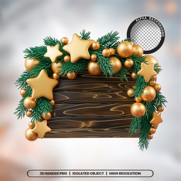 3D RENDER PLACA DE NATAL ELEMENTO ÍCONE PSD PNG