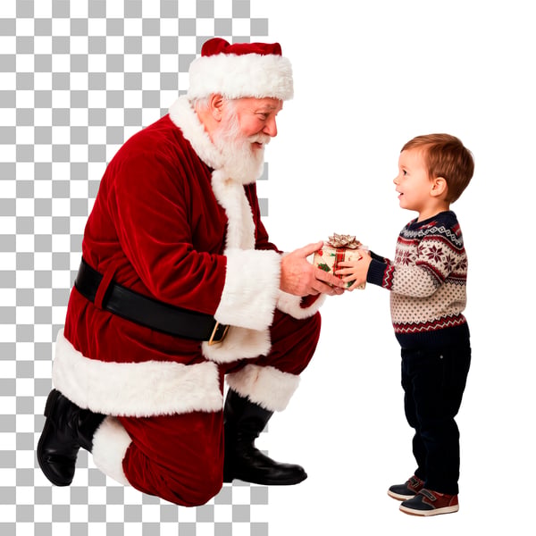 PAPAI NOEL ENTREGANDO PRESENTE PARA CRIANÇA EM PNG