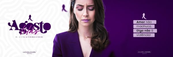 AGOSTO LILÁS CAMPANHA MÊS DA CONSCIENTIZAÇÃO PELO FIM DA VIOLÊNCIA CONTRA A MULHER SOCIAL MEDIA FLYER PSD EDITÁVEL