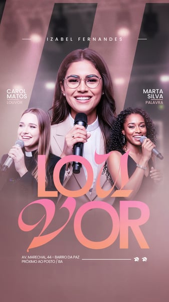 FLYER GOSPEL CULTO DOMINGO DE LOUVOR E ADORAÇÃO IGREJA SOCIAL MEDIA PSD EDITÁVEL
