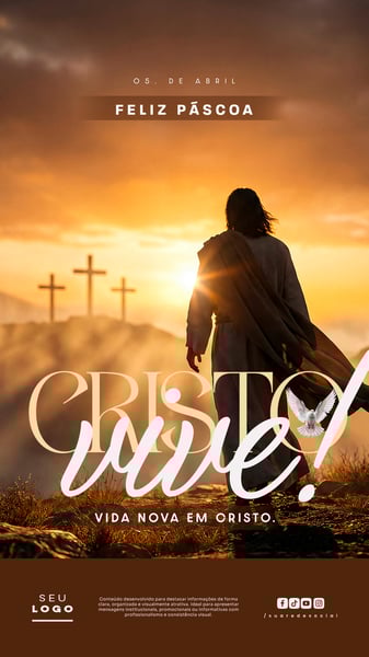 FELIZ PÁSCOA CRISTO VIVE 05 DE ABRIL STORY SOCIAL MEDIA PSD EDITÁVEL 5