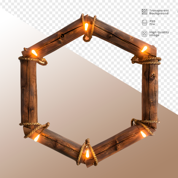 CÍRCULO DE MADEIRA COM LUZ - ELEMENTO 3D PARA COMPOSIÇÃO - WOOD
