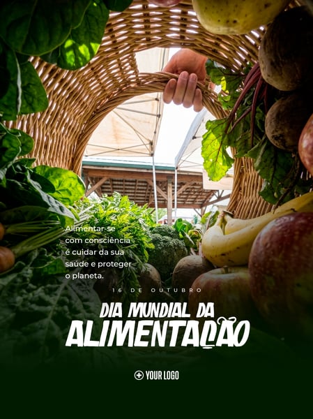 DIA MUNDIAL DA ALIMENTAÇÃO FEIRA ORGÂNICA SOCIAL MEDIA FLYER PSD EDITÁVEL