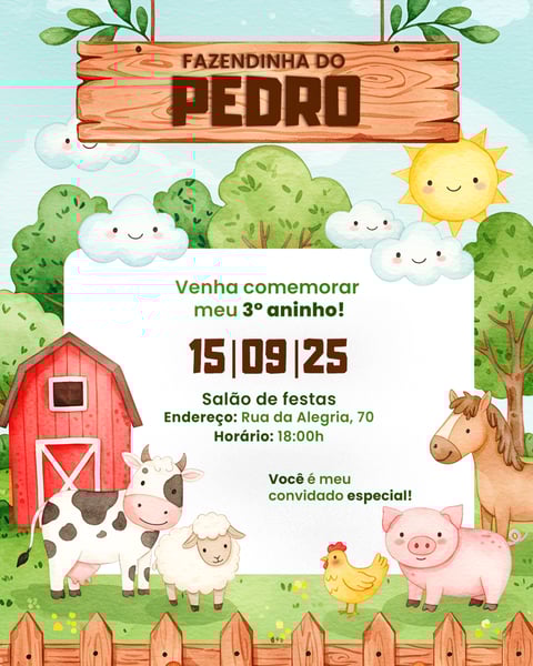 CONVITE ANIVERSÁRIO FAZENDINHA