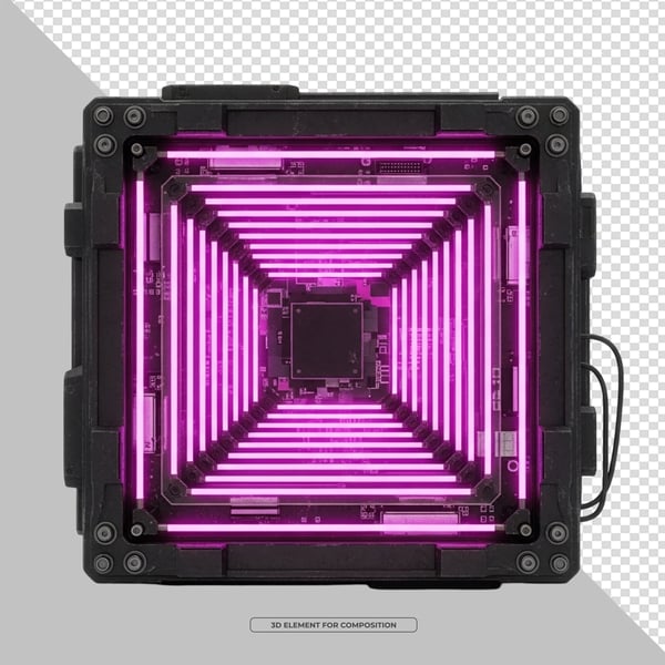 ELEMENTO 3D PNG QUADRADO ESTRUTURA DE LED