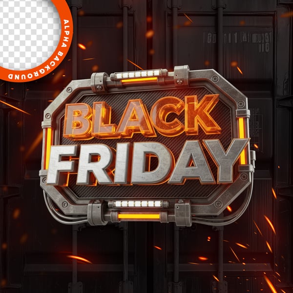 Selo 3D Etiqueta Black Friday PNG Transparente