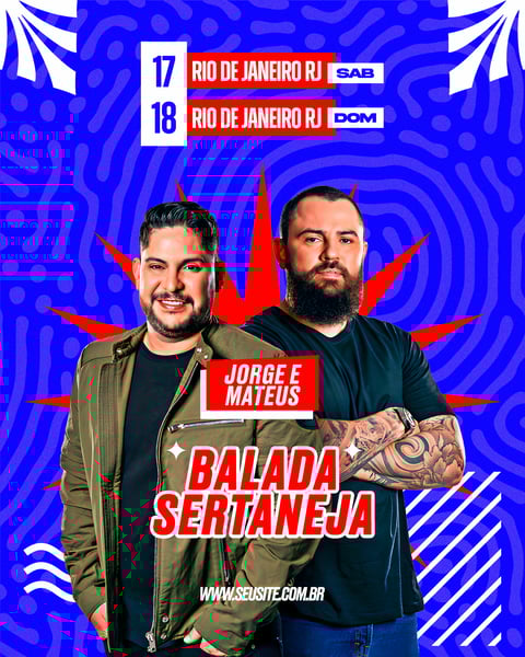 FLYER EVENTO SHOW JORGE E MATEUS BALADA SERTANEJA PSD FEED 68