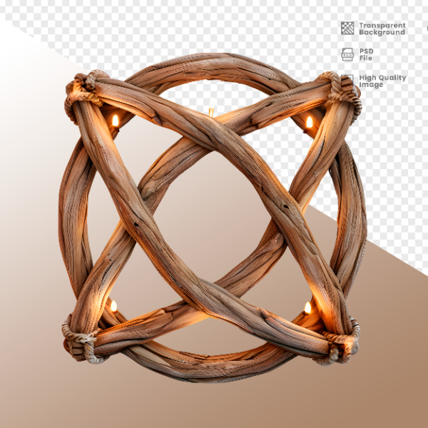 CÍRCULO DE MADEIRA COM LUZ - ELEMENTO 3D PARA COMPOSIÇÃO - WOOD