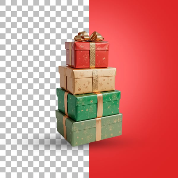 CAIXAS DE PRESENTES EMPILHADAS PSD EDITÁVEL