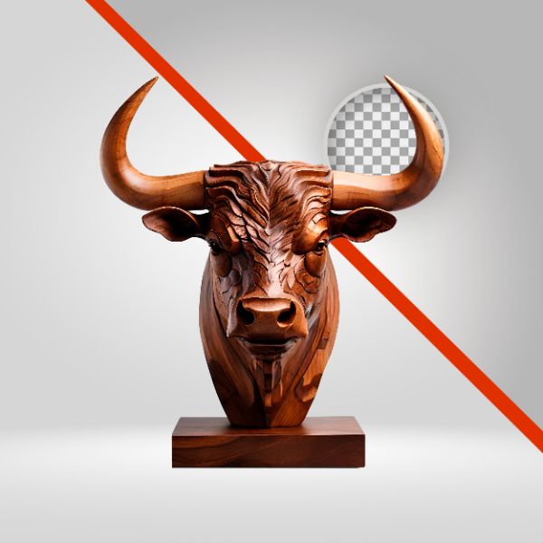 TOURO DE MADEIRA 3D, BOI, CABEÇA DE BOI, ESCULTURA 3D, COMPOSIÇÃO PARA  INTERIOR, RODEIO, SERTANEJO, ELEMENTO PNG
