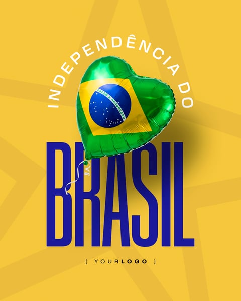 SOCIAL MEDIA 7 DE SETEMBRO BALÃO CORAÇÃO E TIPOGRAFIA PSD EDITÁVEL