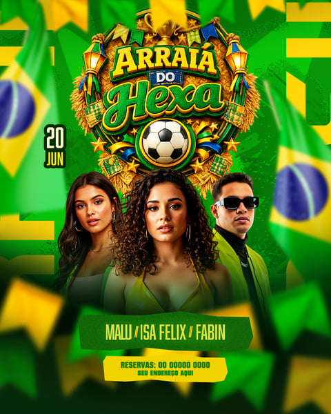 FLYER PARA EVENTOS ARRAIÁ DO HEXA FEED