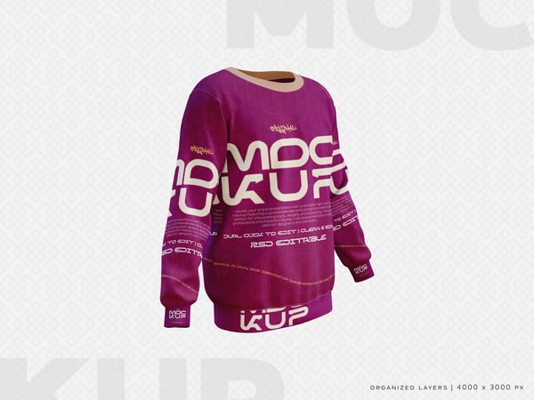 MOCKUP DE SUÉTER CAMISETA COM GOLA REDONDA E MANGAS COMPRIDAS, ÂNGULO 2