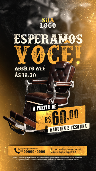 STORIES BARBEARIA SOCIAL MEDIA POST - ESPERAMOS VOCÊ MARQUE SEU HORÁRIO