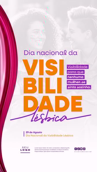 DIA NACIONAL DA VISIBILIDADE LÉSBICA 29 DE AGOSTO SOCIAL MEDIA PSD EDITÁVEL STORY 3