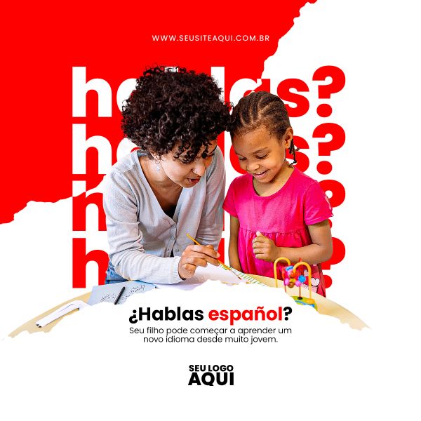 AULAS DE ESPANHOL | IDIOMAS | ESCOLA | SOCIAL MEDIA | PSD EDITÁVEL