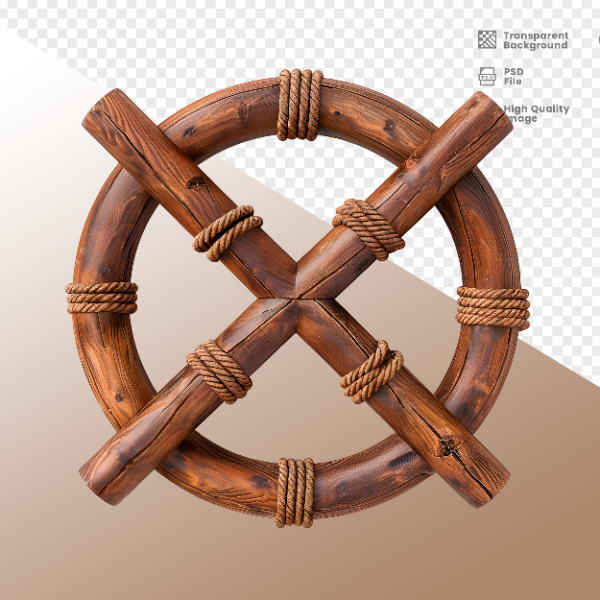 CÍRCULO MADEIRA E CORDA  ELEMENTO 3D PARA COMPOSIÇÃO - WOOD