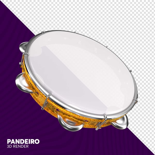 ELEMENTO 3D PANDEIRO CARNAVAL PNG