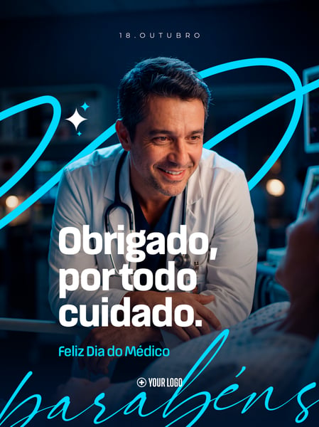 DIA DO MÉDICO 18 DE OUTUBRO SOCIAL MEDIA FLYER PSD EDITÁVEL