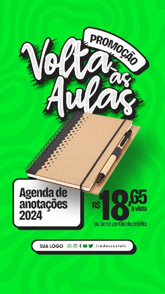 STORY - VOLTA AS AULAS PAPELARIA - AGENDA DE ANOTAÇÕES