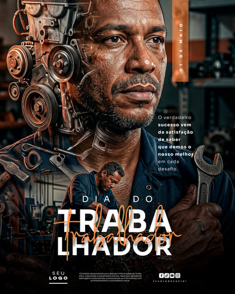 DIA DO TRABALHADOR 01 DE MAIO SOCIAL MEDIA PSD EDITÁVEL 3