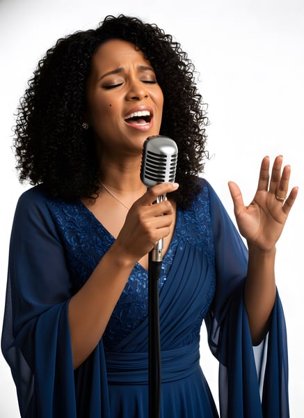 MULHER CANTORA GOSPEL COM MICROFONE CANTANDO 01