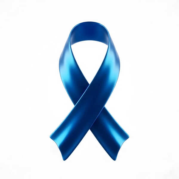 GLOSSY BLUE AWARENESS RIBBON ISOLATED WHITE
