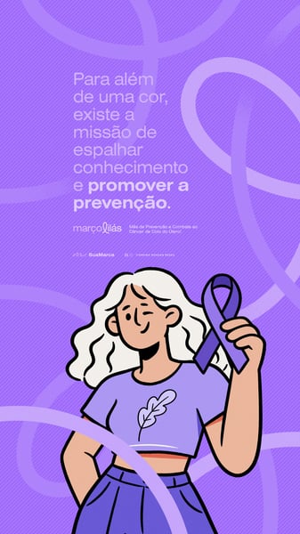 Campanha Março Lilás Social Media Stories com Ilustração PSD Editável