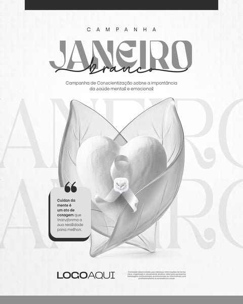 JANEIRO BRANCO CORAÇÃO COM FOLHAS SOCIAL MEDIA FLYER PSD EDITÁVEL