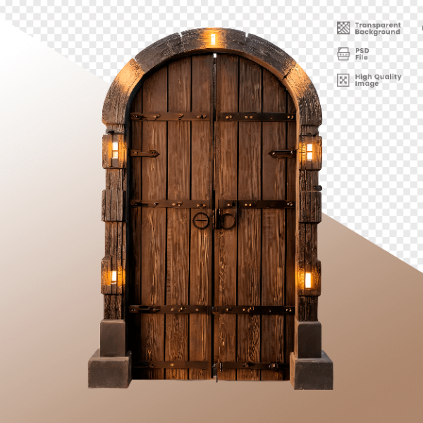 PORTA DE MADEIRA COM LUZ - ELEMENTO 3D PARA COMPOSIÇÃO