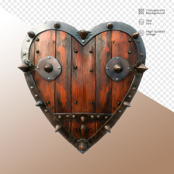 CORAÇÃO FERRO E MADEIRA  ELEMENTO 3D PARA COMPOSIÇÃO - HEART