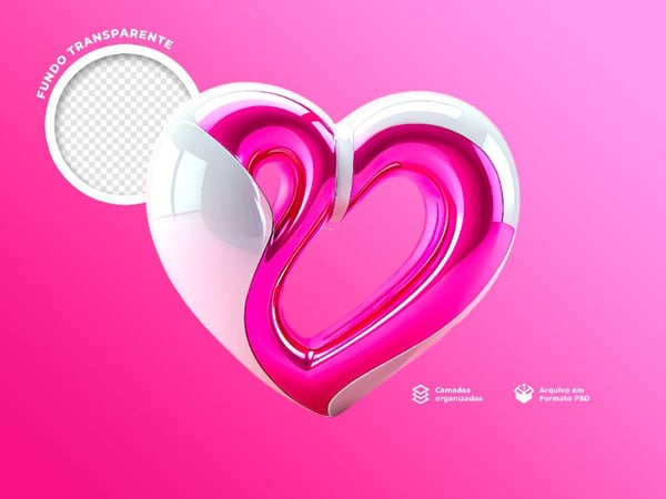 CORAÇÃO ELEMENTO 3D PARA COMPOSIÇÃO DE ARTE