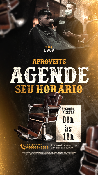 STORIES BARBEARIA SOCIAL MEDIA POST - AGENDE SEU HORÁRIO