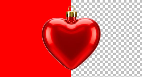 ELEMENTO 3D DE CORAÇÂO NATALINO VERMELHO