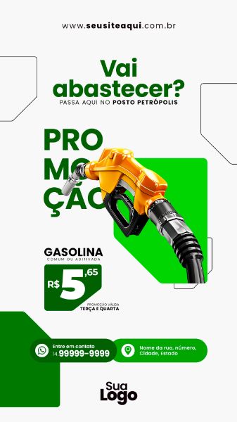 STORY - POSTO DE COMBUSTÍVEL, GASOLINA - SOCIAL MEDIA | PSD EDITÁVEL
