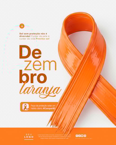DEZEMBRO LARANJA MÊS DE CONSCIENTIZAÇÃO SOBRE O CÂNCER DE PELE SOCIAL MEDIA PSD EDITÁVEL (1)