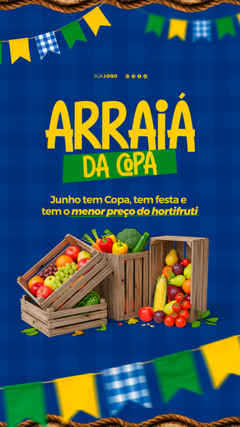 ARRAIA DA COPA DO MUNDO FUTEBOL BRASIL Hortifruti STORY FESTA JUNINA