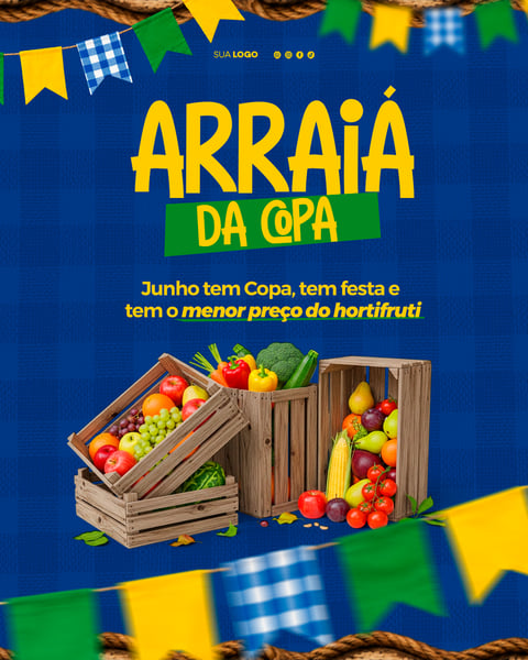 ARRAIÁ DA COPA DO MUNDO FUTEBOL BRASIL Hortifruti FESTA JUNINA