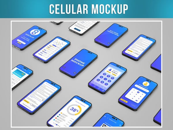 CELULAR MOCKUP COM VÁRIAS TELAS