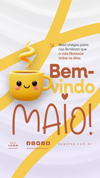 BEM VINDO MAIO SAUDAÇÃO MÊS SOCIAL MEDIA POST EDITÁVEL STORY