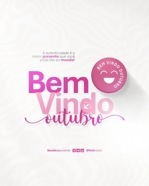 BEM VINDO OUTUBRO MÊS FRASE COMUNICADO AVISO INFORME SOCIAL MEDIA PSD EDITÁVEL