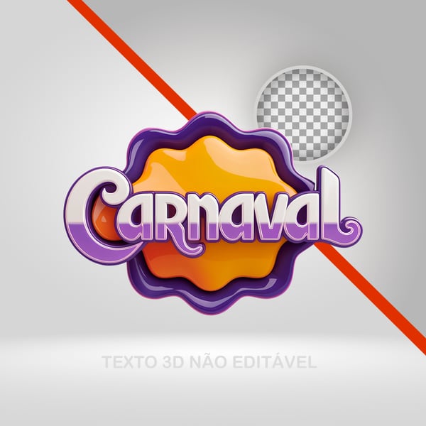 SELO 3D CARNAVAL, TEXTO 3D, LOGOTIPO PARA BLOCO, FOLIA, FLYERS 03 PNG TRANSPARENTE