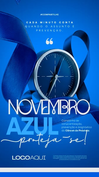 NOVEMBRO AZUL PREVENÇÃO CÂNCER DE PRÓSTATA SOCIAL MEDIA FLYER PSD EDITÁVEL STORY