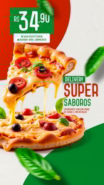 STORY DELIVERY DE PIZZA SUPER SABOROSA PIZZARIA SOCIAL MEDIA PSD EDITÁVEL