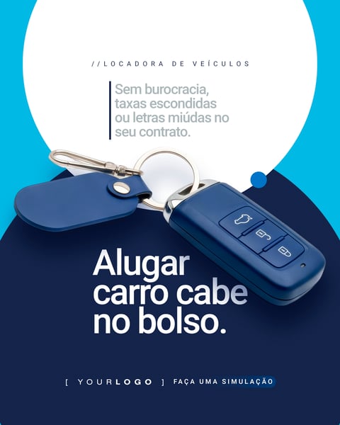 ALUGAR CARRO CABE NO BOLSO LOCADORA DE VEÍCULOS SOCIAL MEDIA PSD EDITÁVEL