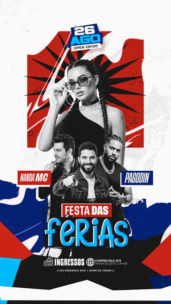 FLYER ARTISTAS E EVENTOS FESTA DAS FÉRIAS STORY