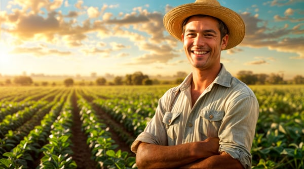 IMAGEM IA HOMEM FAZENDEIRO FELIZ JOVEM DO AGRO TRABALHADOR NA PLANTAÇÃO ...