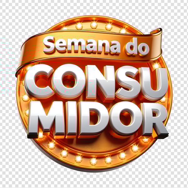 SELO 3D SEMANA DO CONSUMIDOR AZUL COM LAÇO DOURADO 03