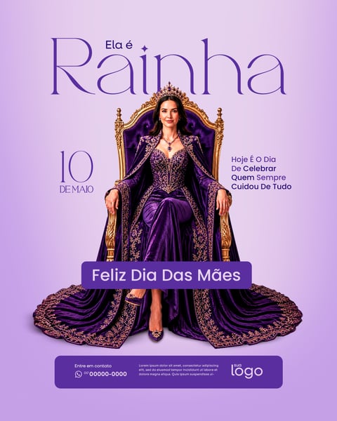 FELIZ DIA DAS MÃES ELA É RAINHA SOCIAL MEDIA FEED PSD EDITÁVEL